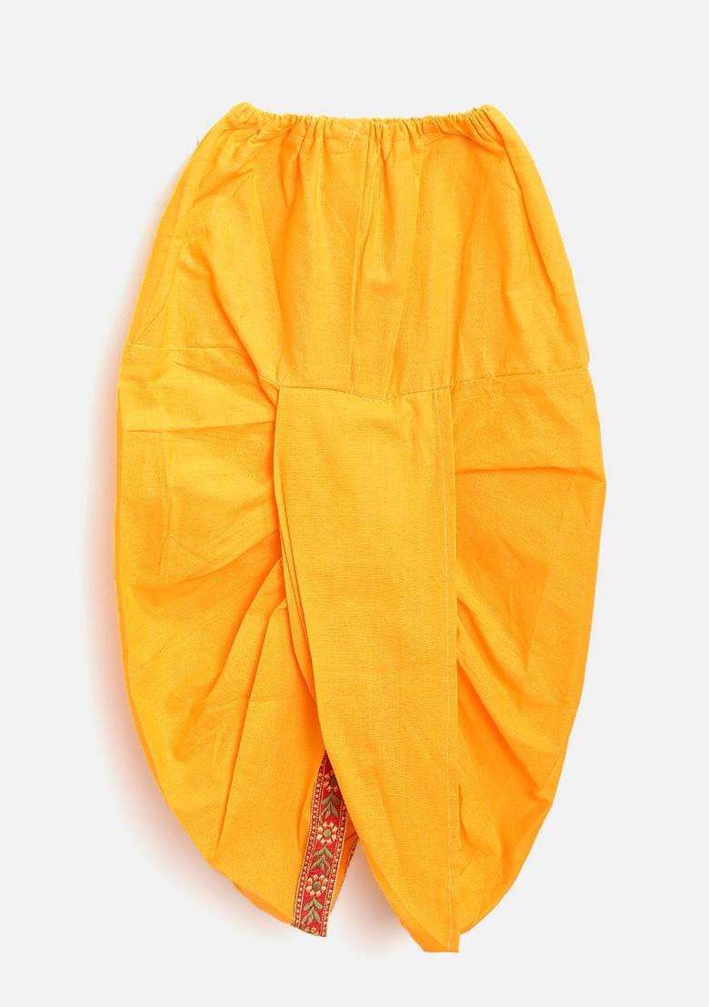 Yellow Printed Blended Kurta Set For Boys - Indya