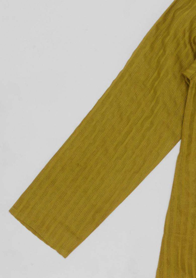 Olive Self Design Viscose Kurta Set For Boys - Indya