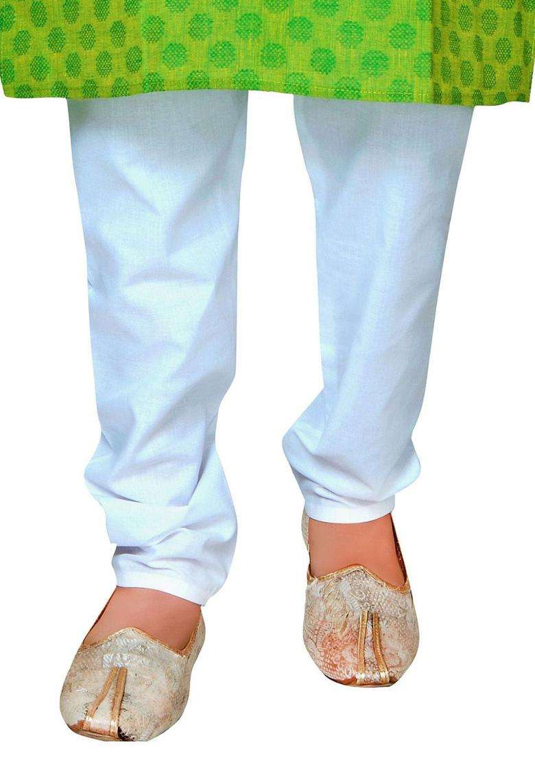 Green Woven Design Cotton Kurta Set For Boys - Indya
