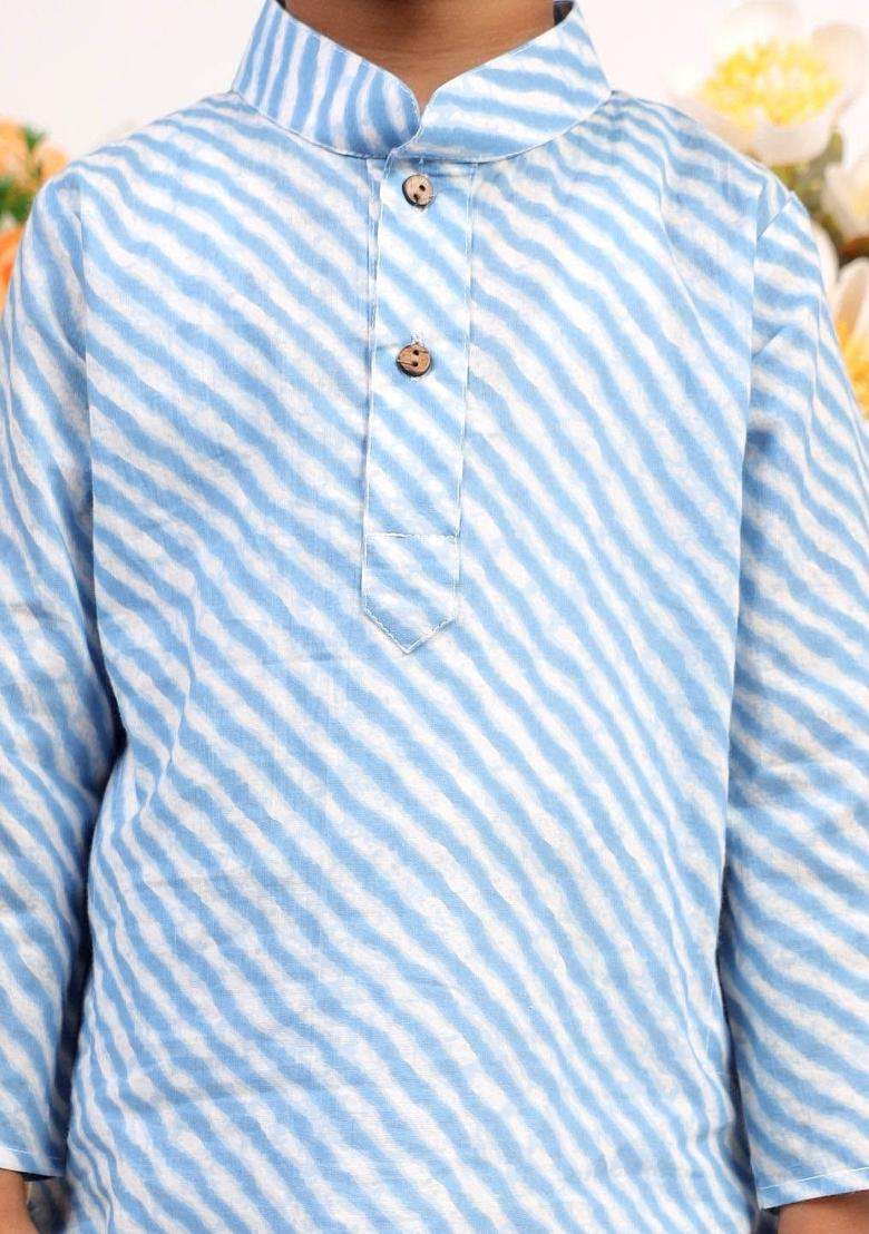 Grey Printed Cotton Kurta Set For Boys - Indya