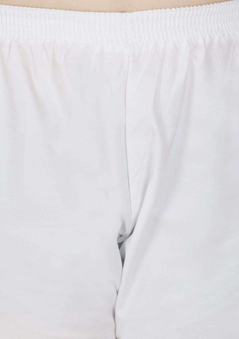 White Embroidered Cotton Kurta Set For Boys - Indya