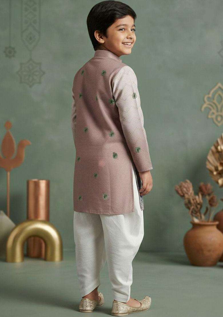 Brown Printed Cotton Kurta Set For Boys - Indya