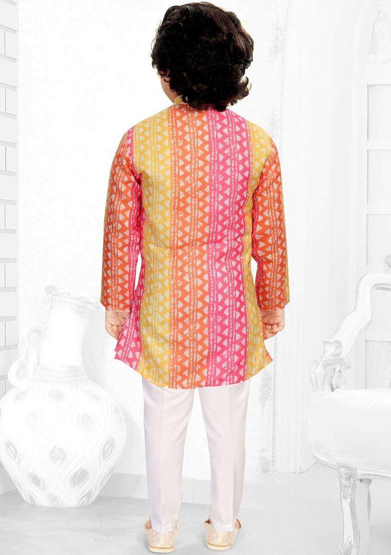 Multi Printed Cotton Kurta Set For Boys - Indya