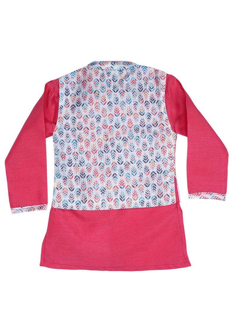 Red Embroidered Silk Kurta Set For Boys - Indya