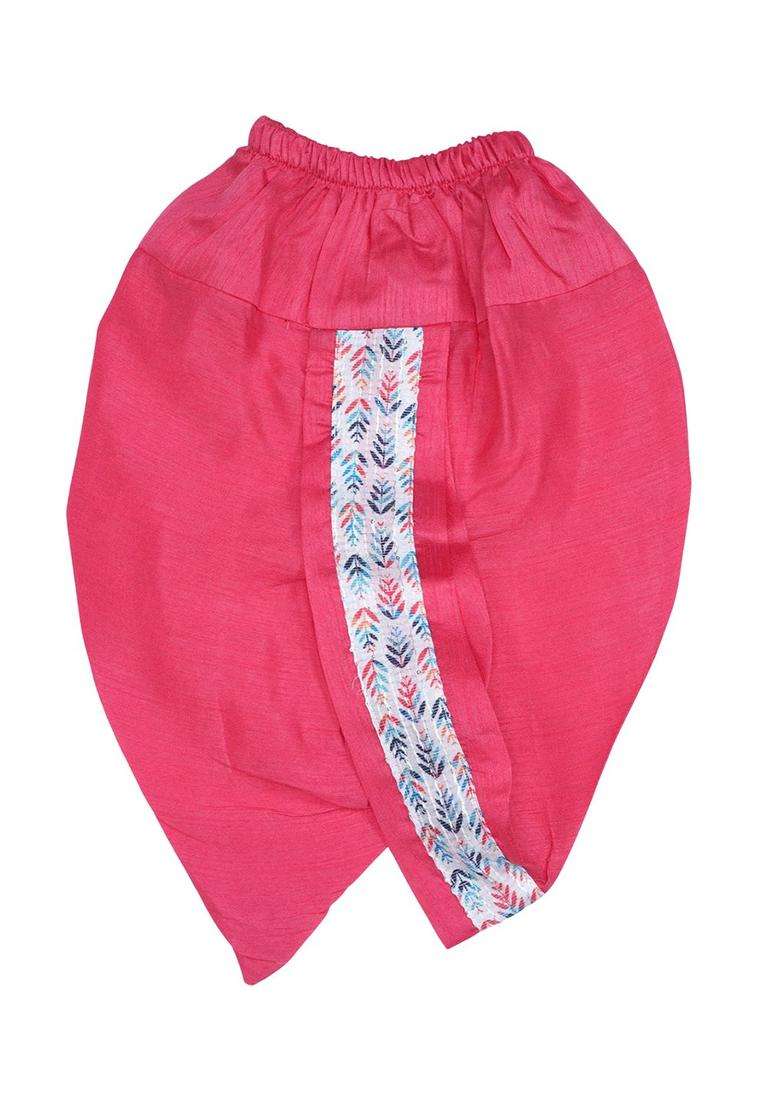 Red Embroidered Silk Kurta Set For Boys - Indya