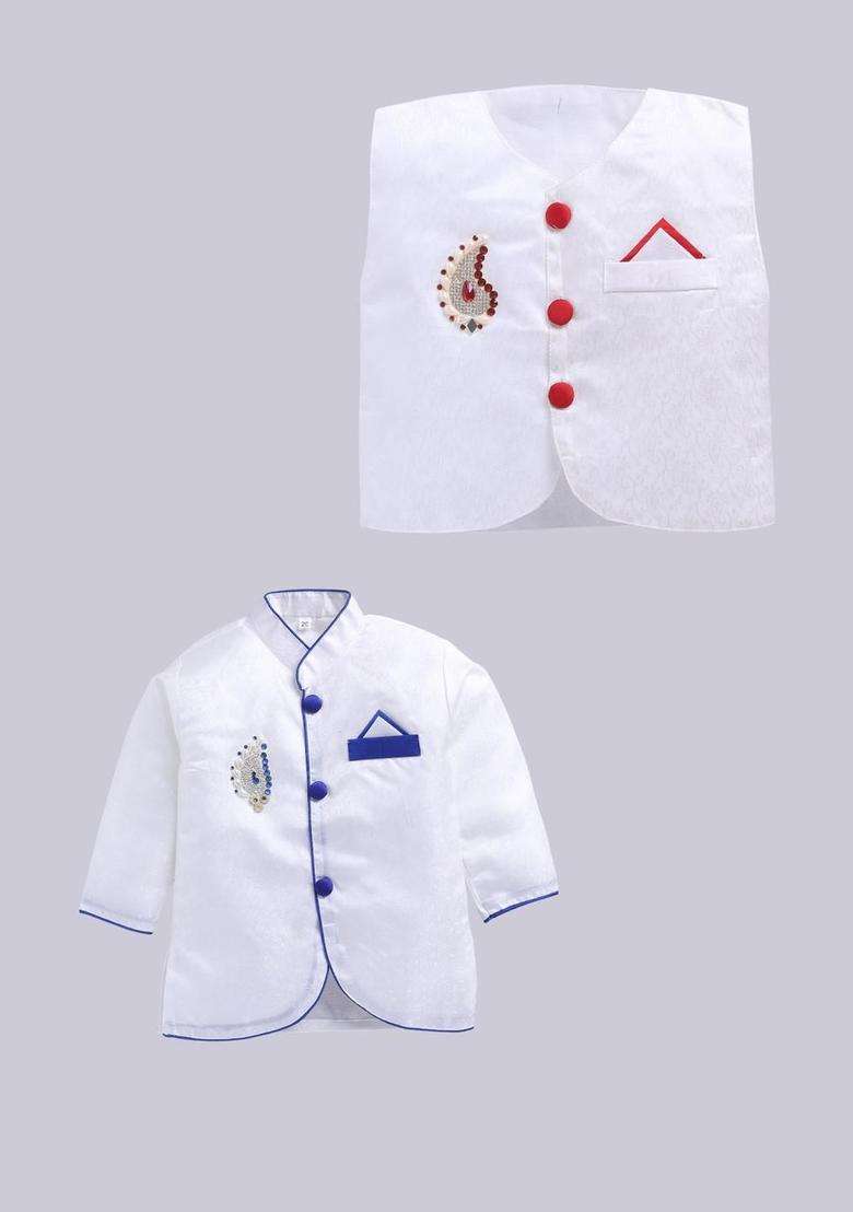 Multi Solid Silk Kurta Set For Boys - Indya