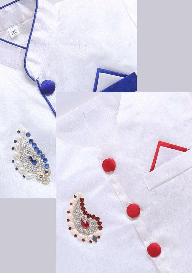 Multi Solid Silk Kurta Set For Boys - Indya