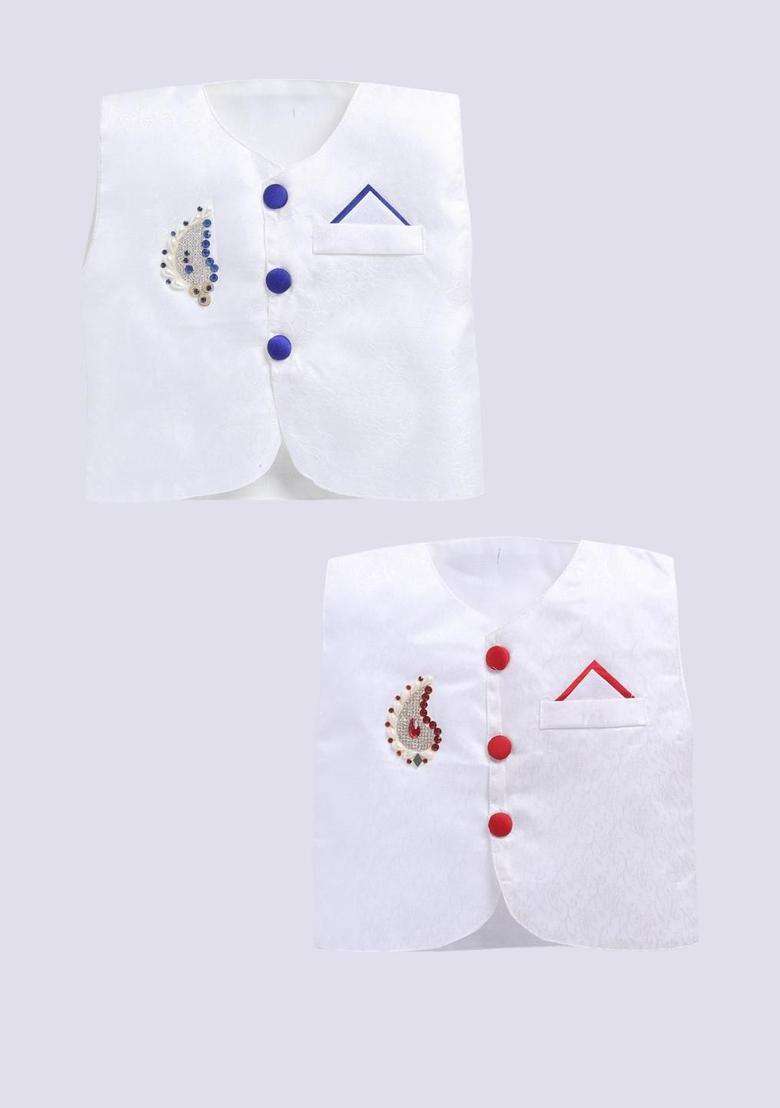 Multi Solid Silk Kurta Set For Boys - Indya