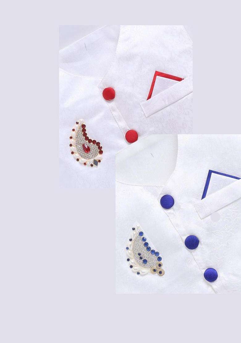 Multi Solid Silk Kurta Set For Boys - Indya