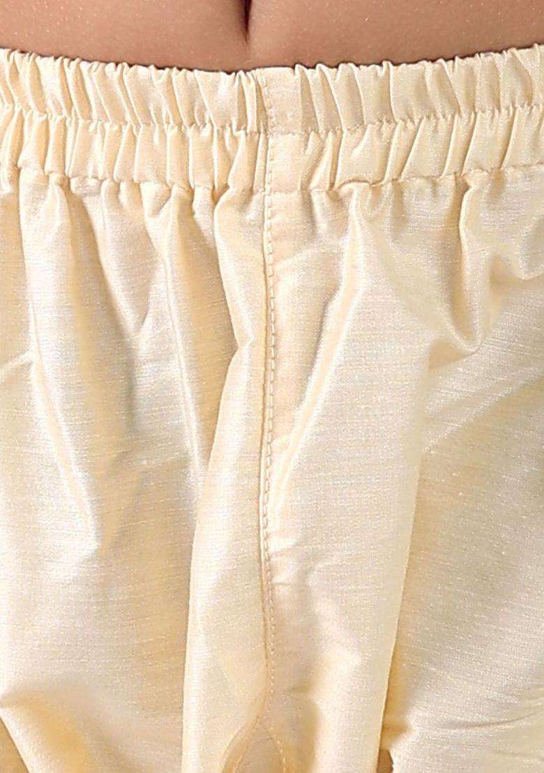 Gold Striped Cotton Kurta Set For Boys - Indya