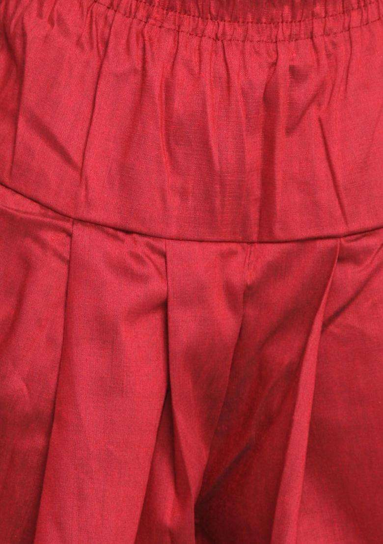 Rose Gold Solid Silk Kurta Set For Boys - Indya