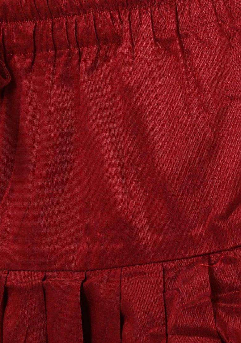 Rose Gold Woven Design Silk Kurta Set For Boys - Indya