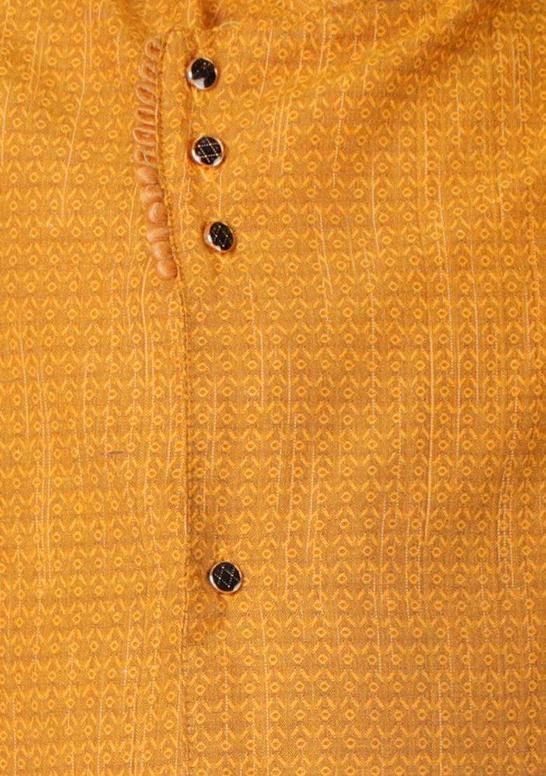 Brown Self Design Cotton Kurta Set For Boys - Indya