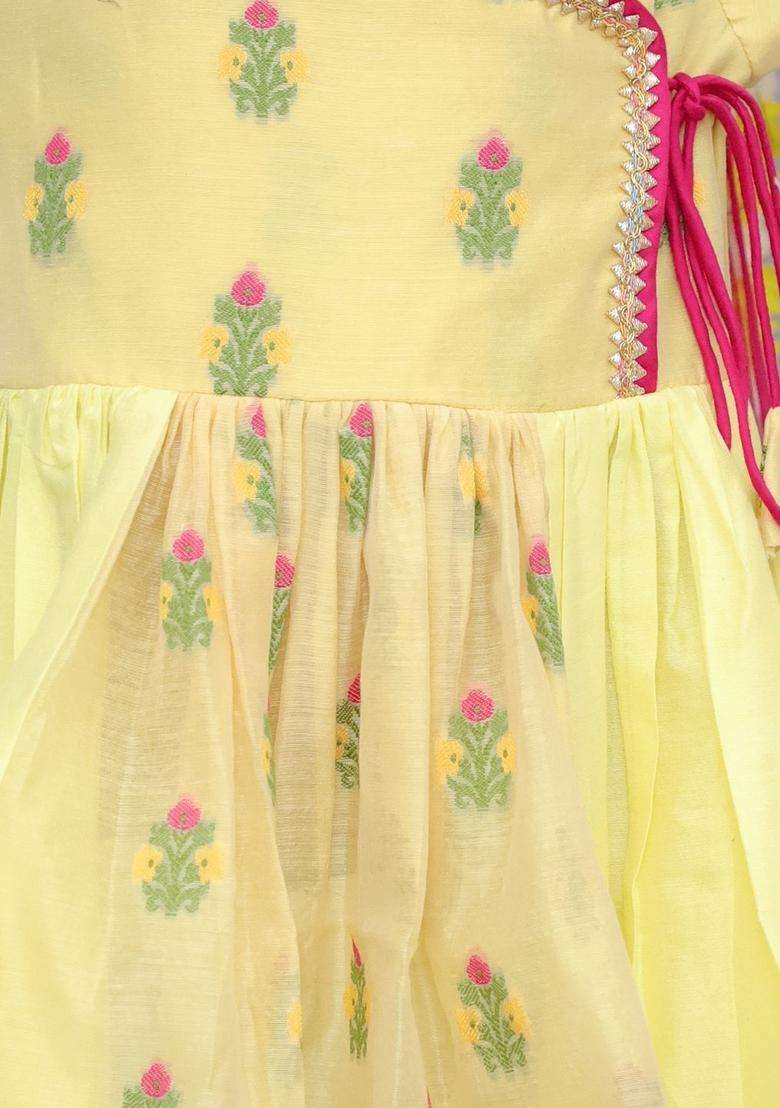 Yellow Embroidered Cotton Kurta Set For Boys - Indya