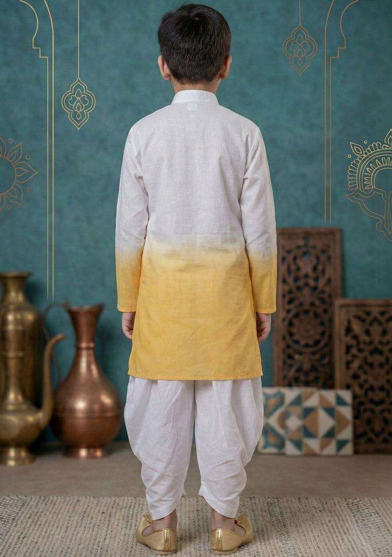 Multi Dyed Cotton Kurta Set For Boys - Indya