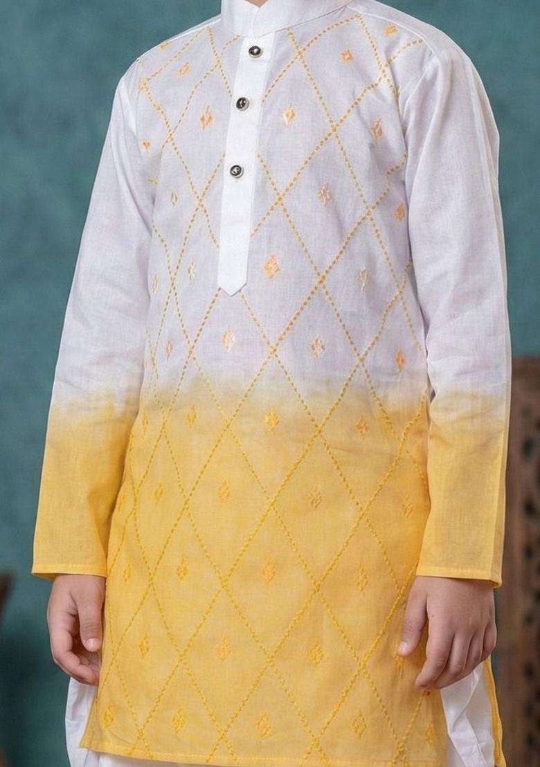 Multi Dyed Cotton Kurta Set For Boys - Indya