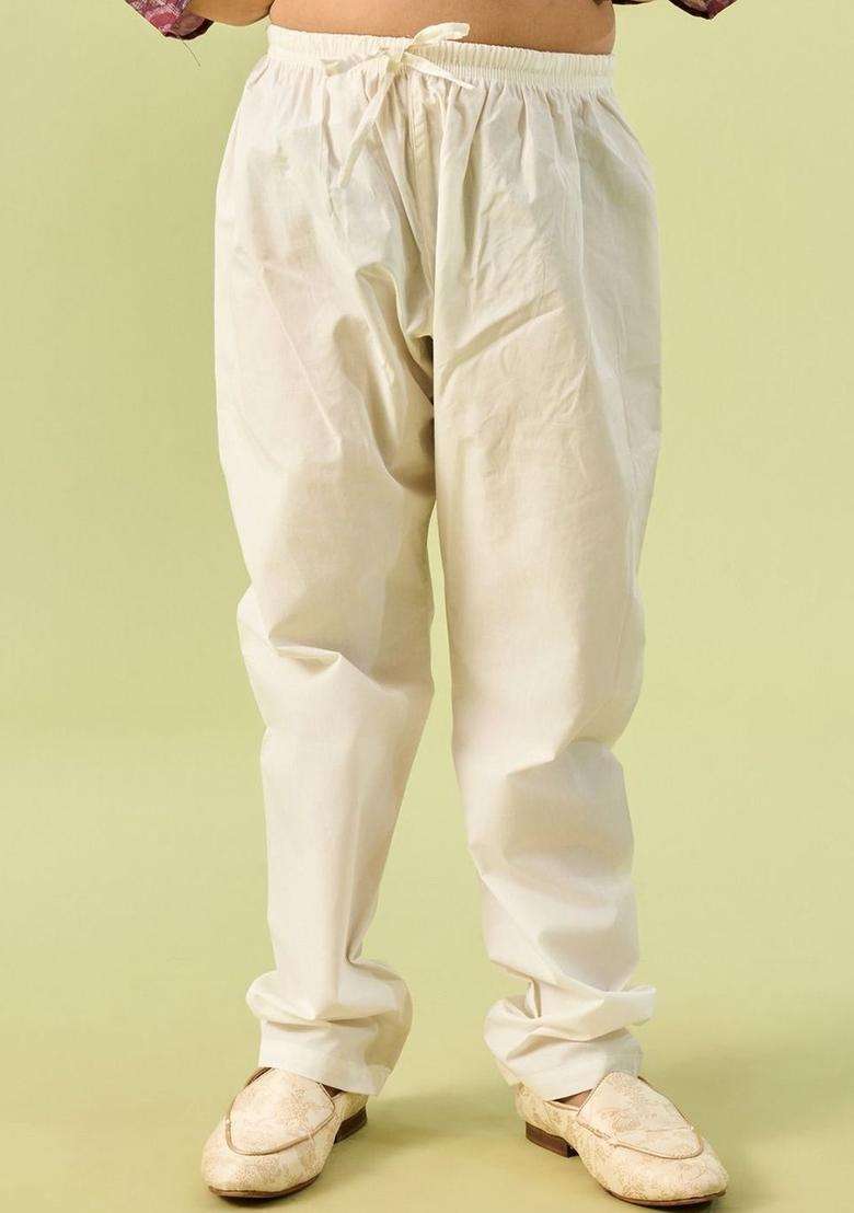 Yellow Self Design Silk Kurta Set For Boys - Indya