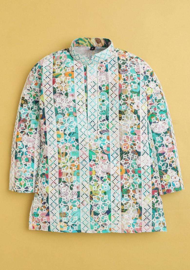 Multi Printed Cotton Kurta Set For Boys - Indya