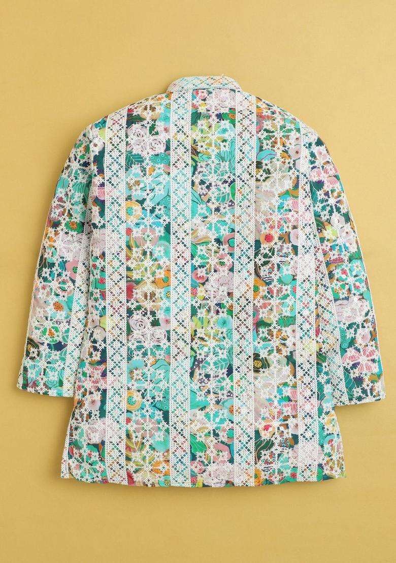 Multi Printed Cotton Kurta Set For Boys - Indya