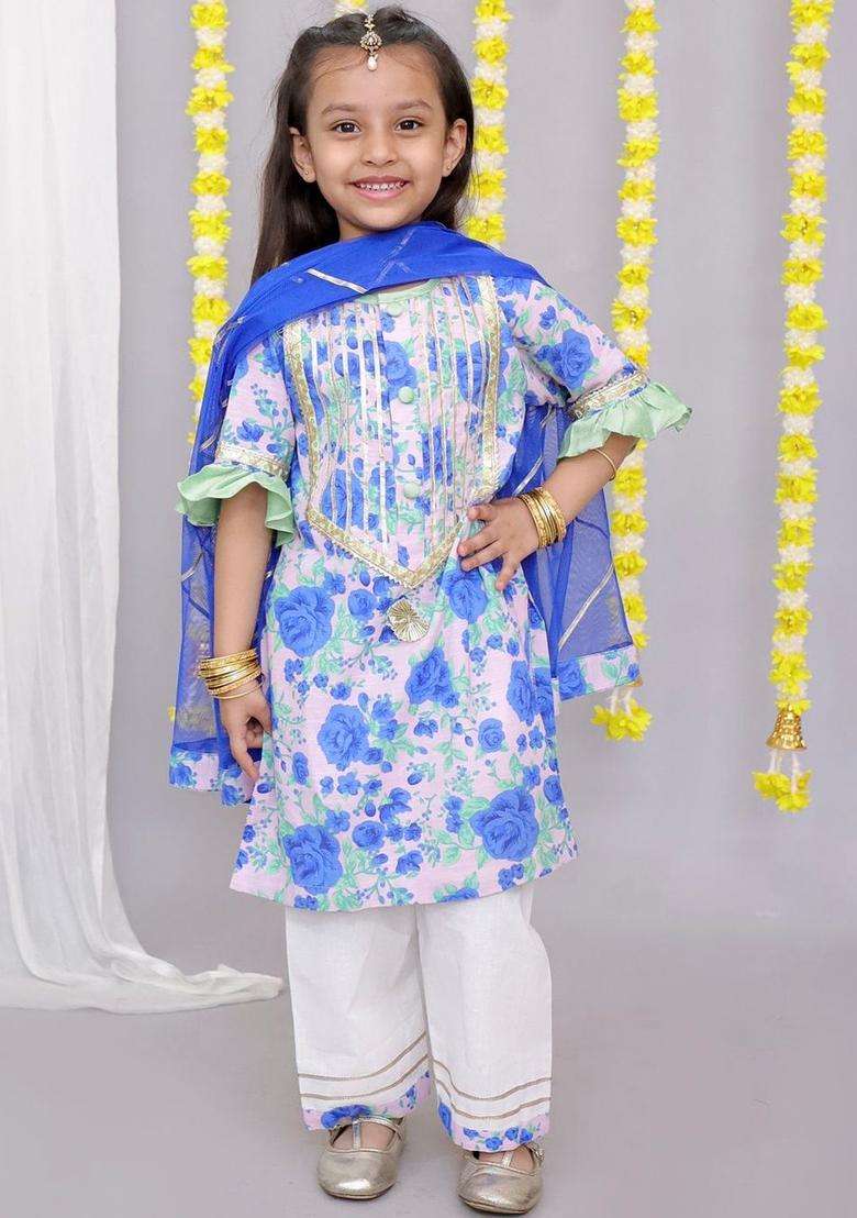 Multi Printed Cotton Kurta Set For Boys - Indya