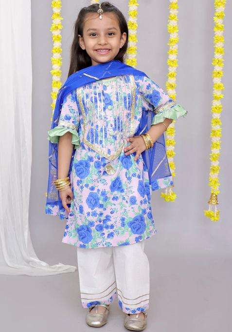 Multi Printed Cotton Kurta Set For Boys