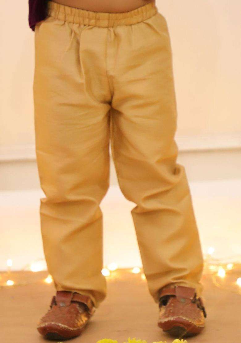 Purple Embroidered Velvet Kurta Set For Boys - Indya