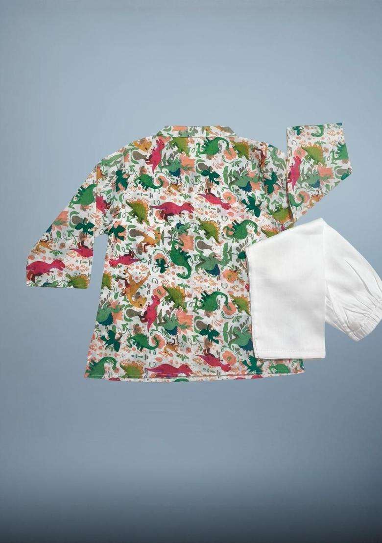 Multi Printed Cotton Kurta Set For Boys - Indya