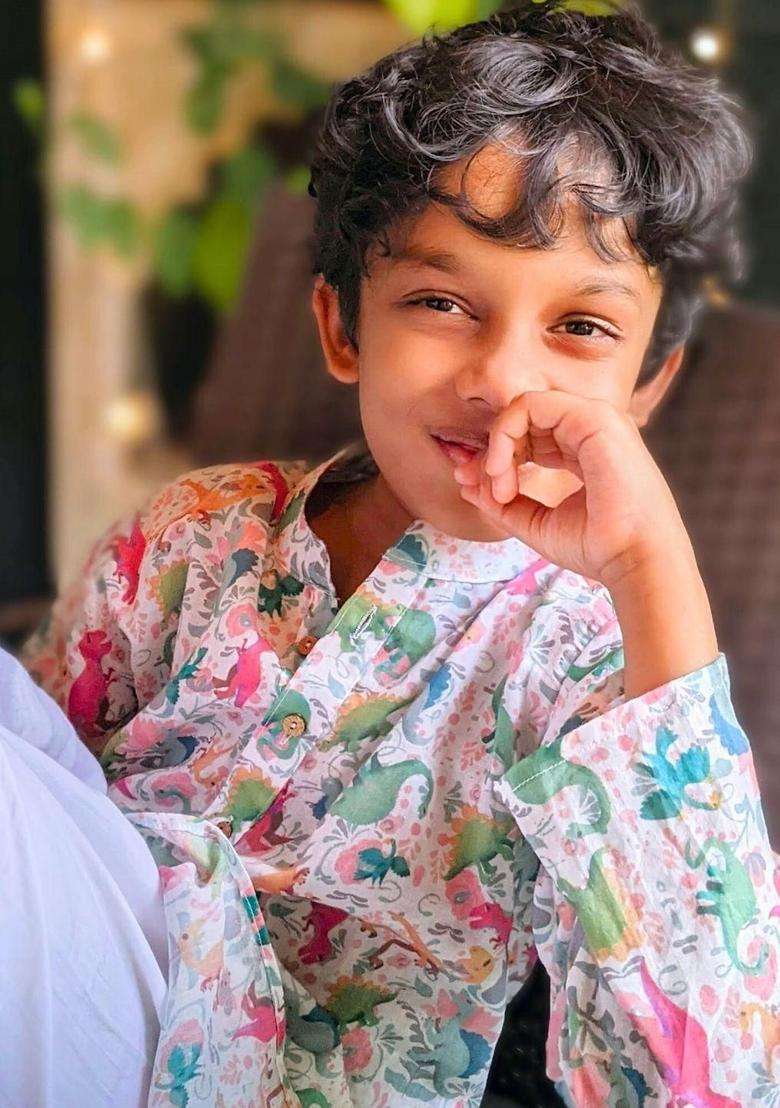 Multi Printed Cotton Kurta Set For Boys - Indya