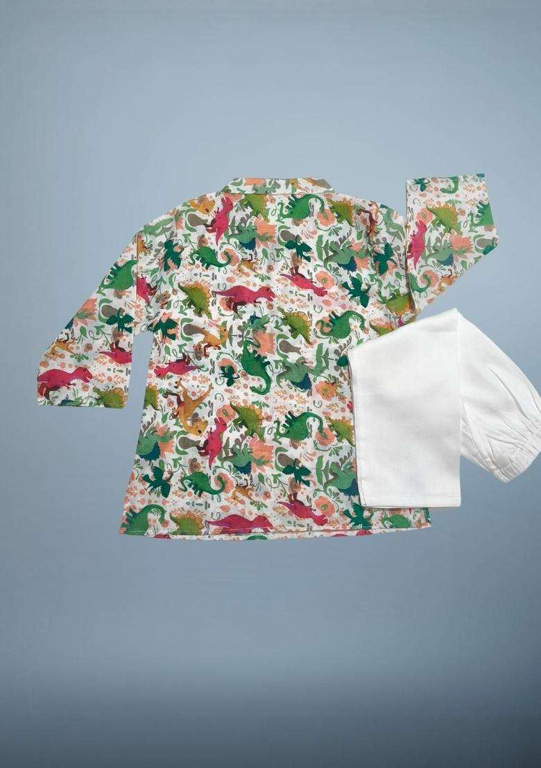 Multi Printed Cotton Kurta Set For Boys - Indya