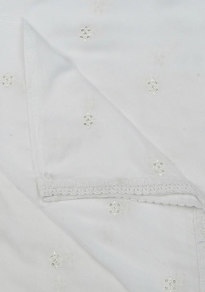 Floral Embroidered Chiffon Dupatta With Sequin
