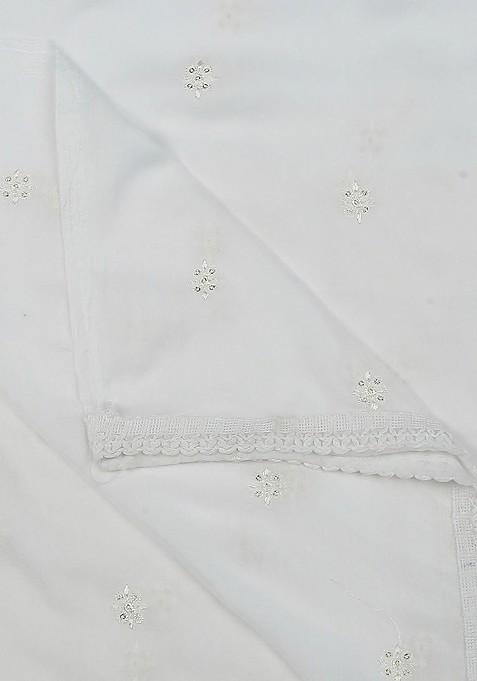 Floral Embroidered Chiffon Dupatta With Sequin
