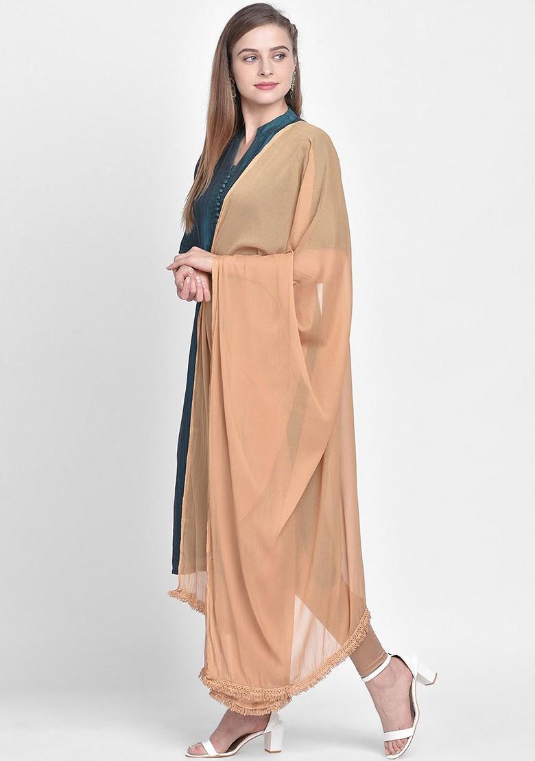 Beige Solid Dupatta
