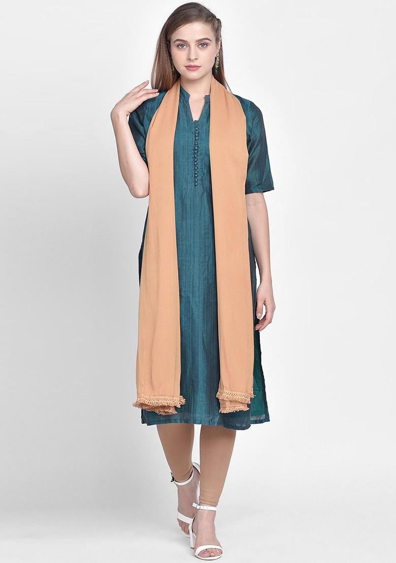 Beige Solid Dupatta