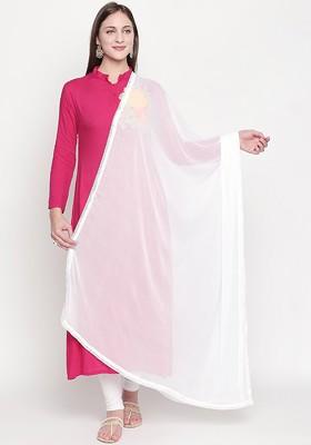 Women White Solid Dupatta