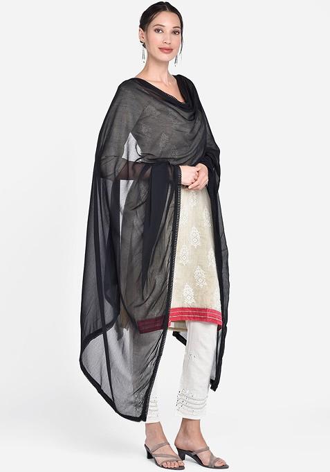 Black Solid Dupatta