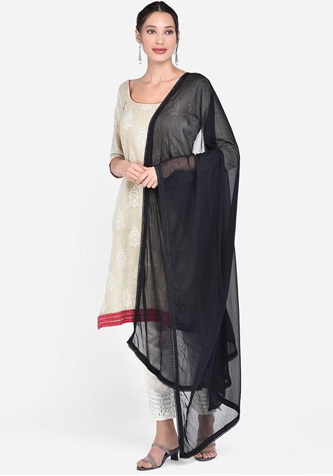 Black Solid Dupatta