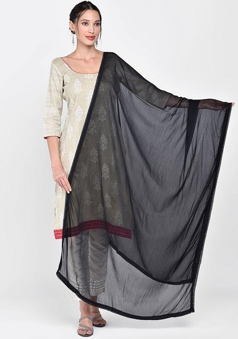 Black Solid Dupatta
