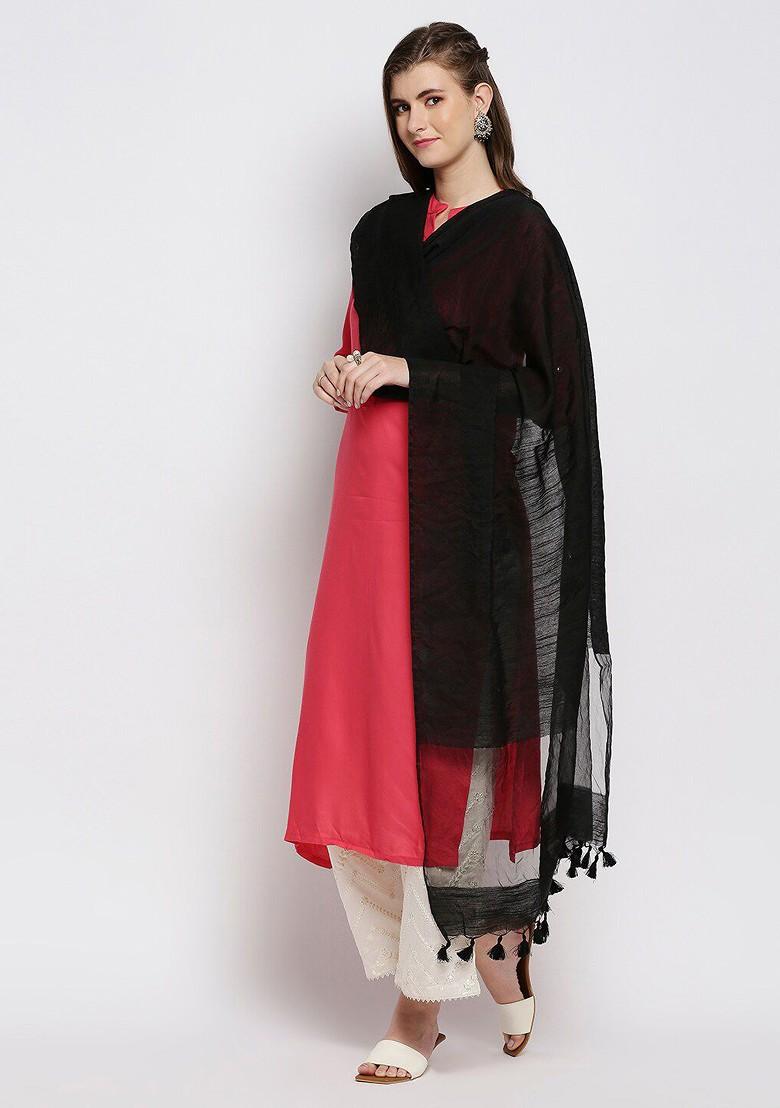 Black Linen Dupatta