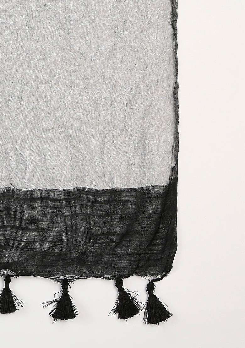 Black Linen Dupatta - Indya