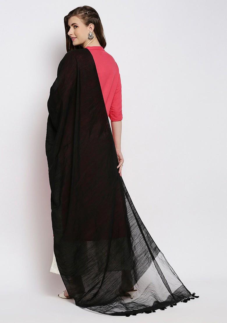 Black Linen Dupatta
