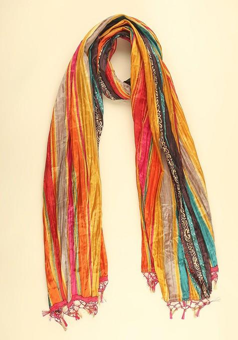 Yellow And Green Printed Dupatta