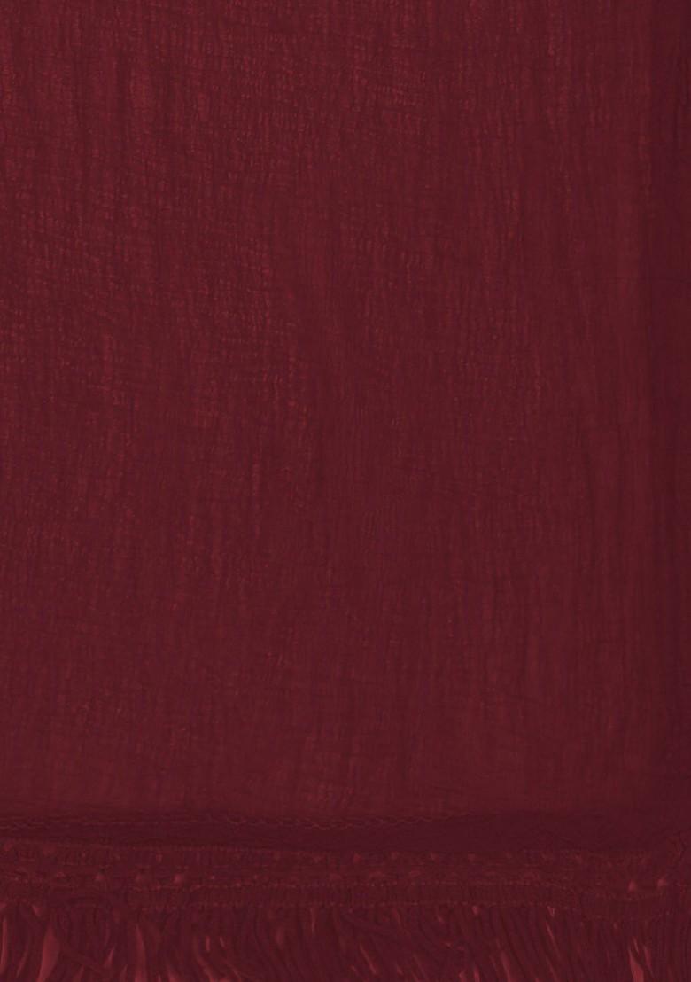 Maroon Solid Dupatta