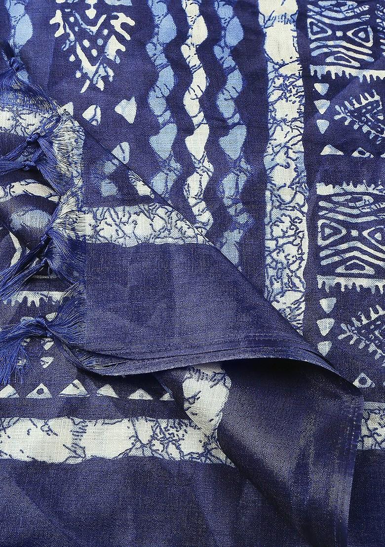 Blue And White Ethnic Motifs Printed Dupatta