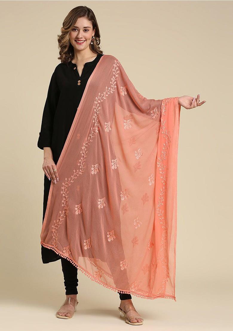 Embroidered Dupatta With Thread Work