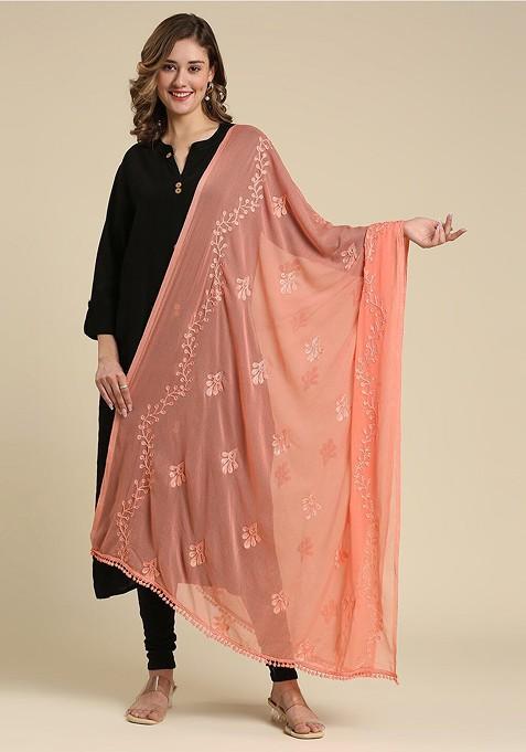 Embroidered Dupatta With Thread Work