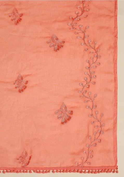 Embroidered Dupatta With Thread Work