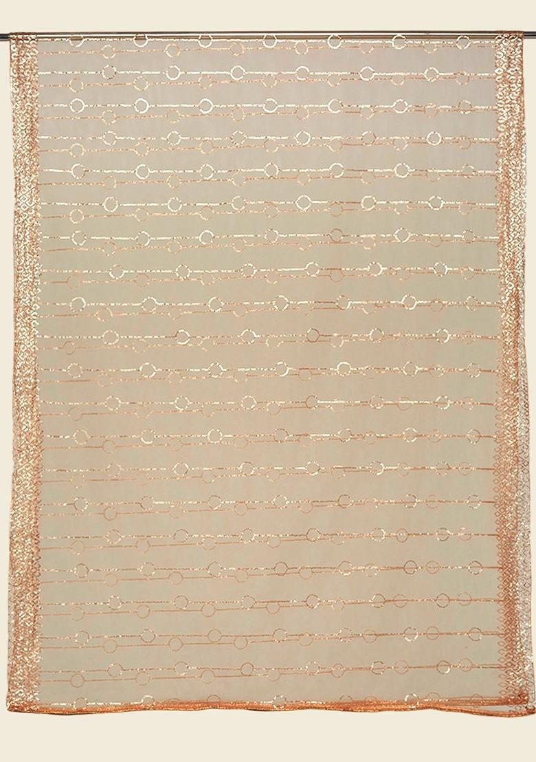 Geometric Embroidered Sequinned Net Dupatta