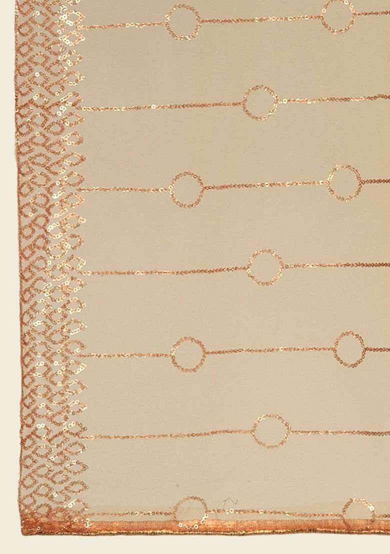 Geometric Embroidered Sequinned Net Dupatta - Indya