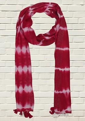 Dyed Women Woven Design Stole With Tasselled Border