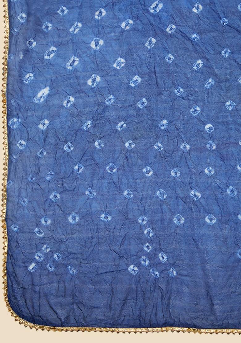 Women Bandhini Stole With Lace